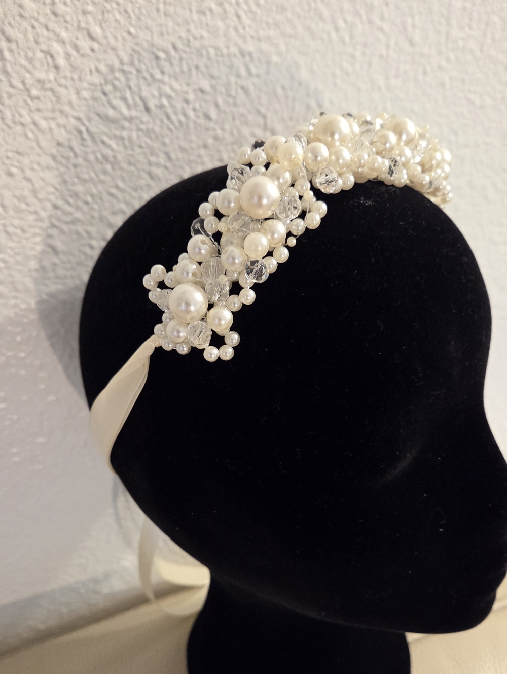 Pearl & Crystal Embellished Ivory Headband